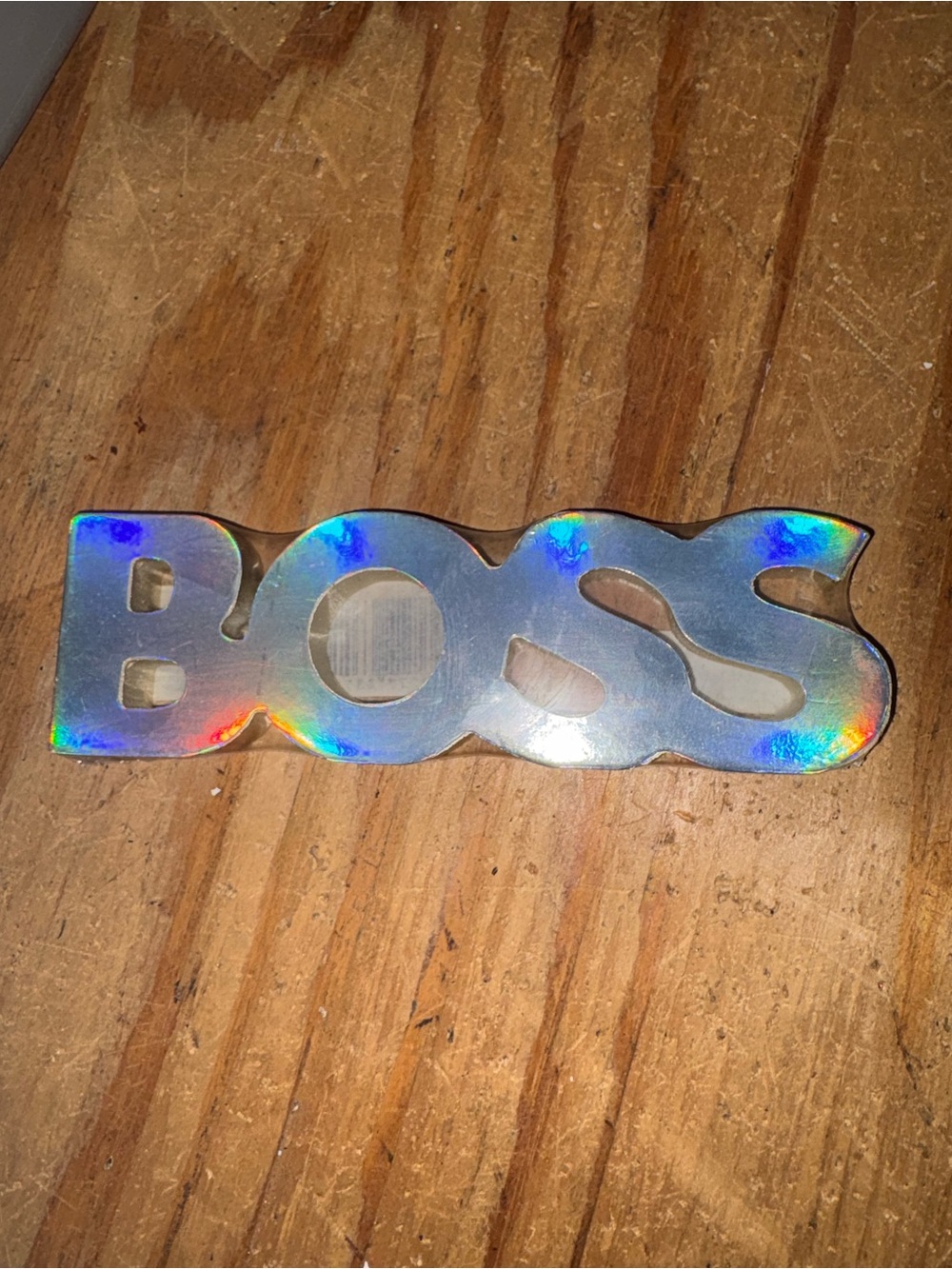 Holographic 'BOSS' Wall Accent - Silver